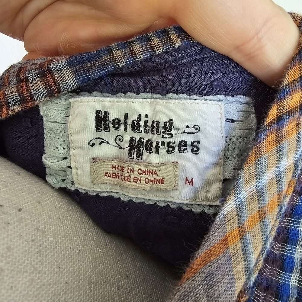 Holding Horses | Anthropologie Plaid Crochet Tunic Dress - Picture 8 of 10